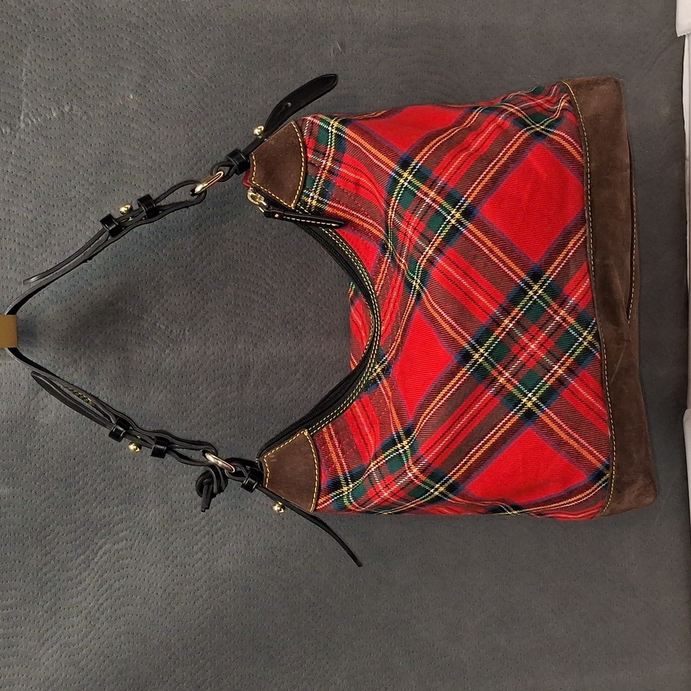 Dooney & Bourke Tartan Erica Women's Shoulder Bag Large - Red (BTART1479RDBL) - Picture 3 of 17